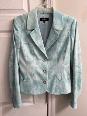 Nicole Miller Pale Aqua Tie-Dye Style Blazer